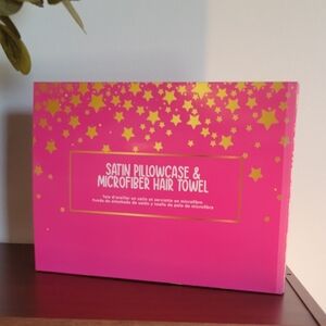 Satin Pillowcase & Microfiber Hair Towel Set - Pink